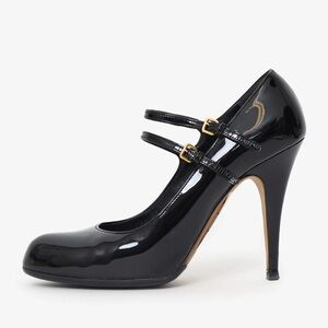 Miu Miu Black Patent Leather Double Strap Mary Jane Heels 39.5